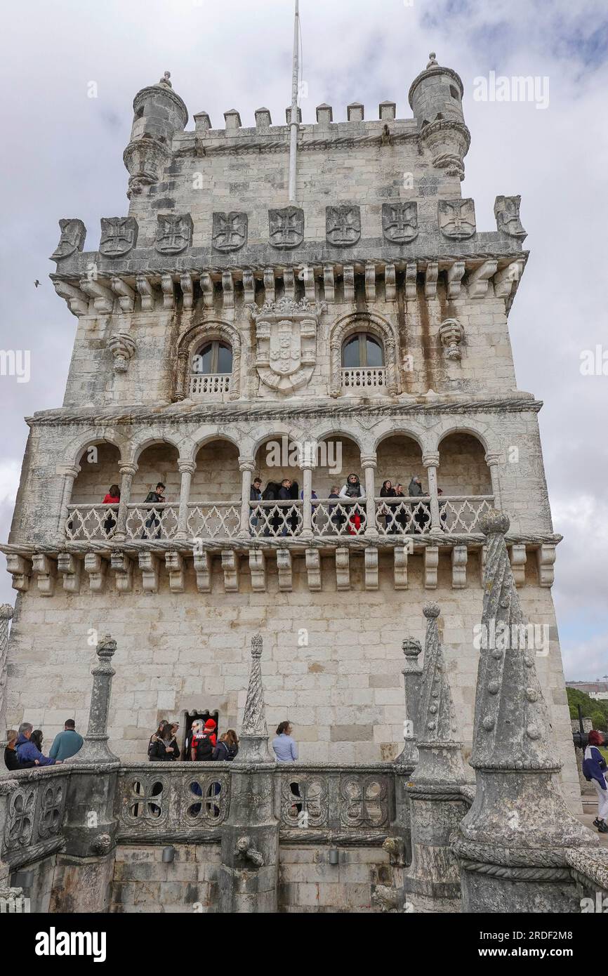 Portugal, Lissabon: Torre de Belem - Torre de Belem, offiziell der Turm des Heiligen Vincent - Torre de Sao Vicente ist eine Festung aus dem 16. Jahrhundert, von der gebaut wurde Stockfoto