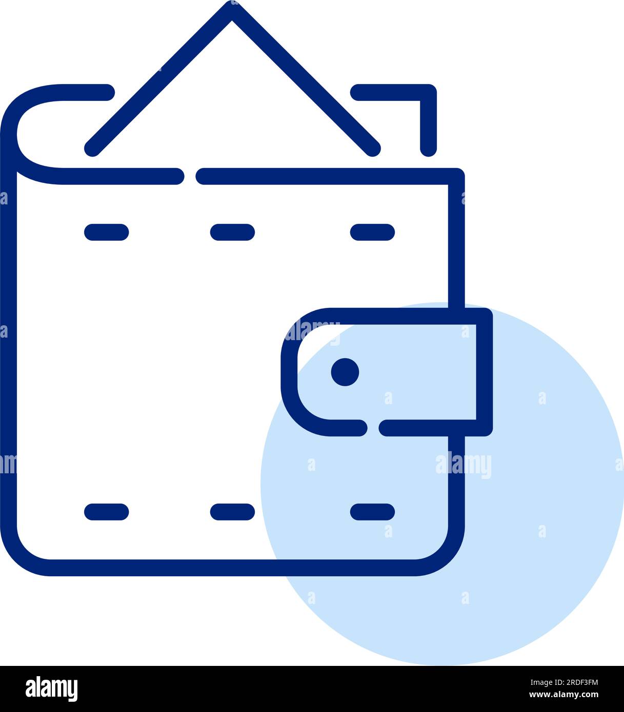 Geldbörse mit einer Geldrechnung. Barzahlung. Symbol für Investitionen und Einsparungen. Pixelgenaue, bearbeitbare Kontur Stock Vektor