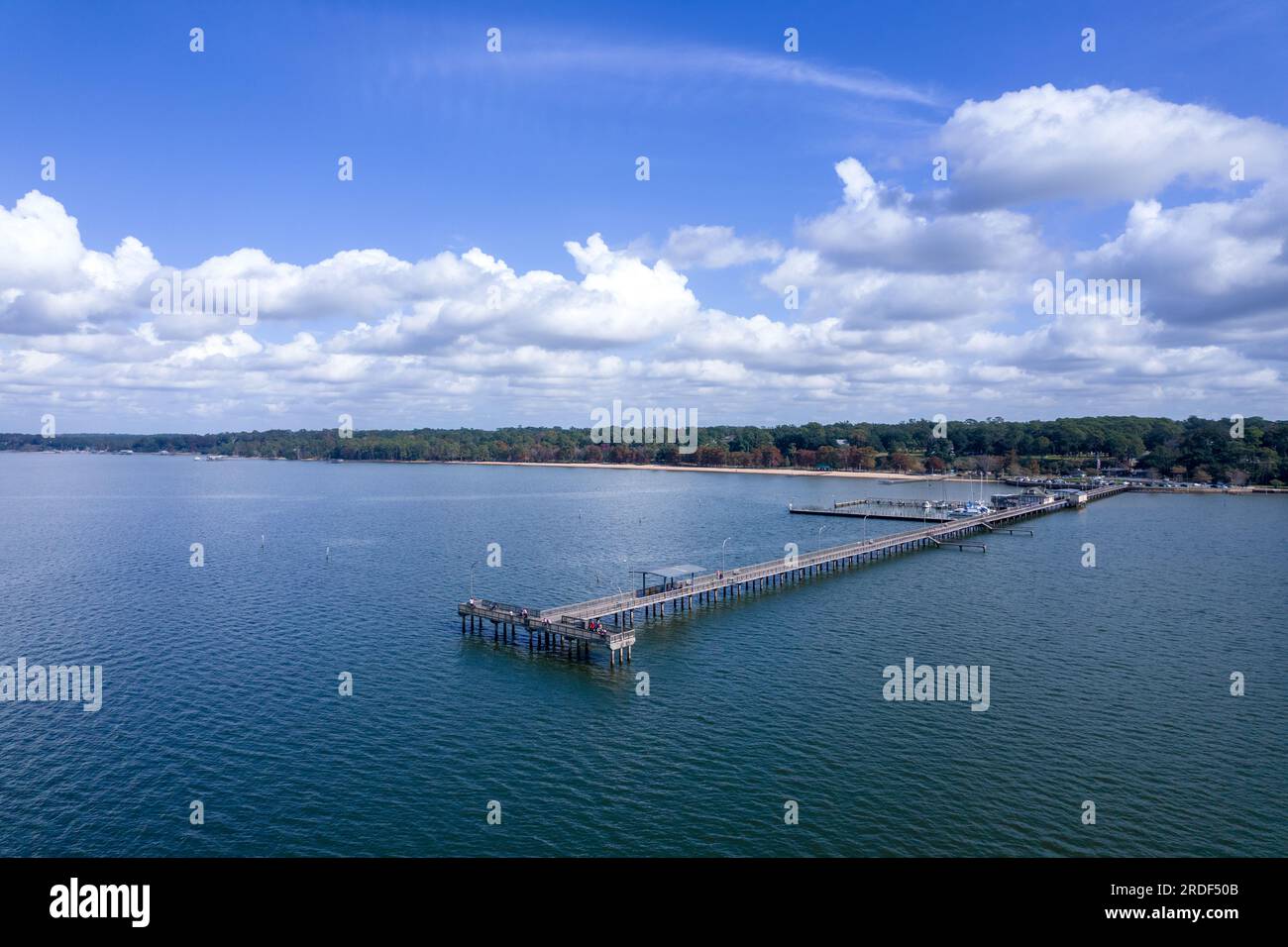 Fairhope, Alabama Pier an der Mobile Bay Stockfoto