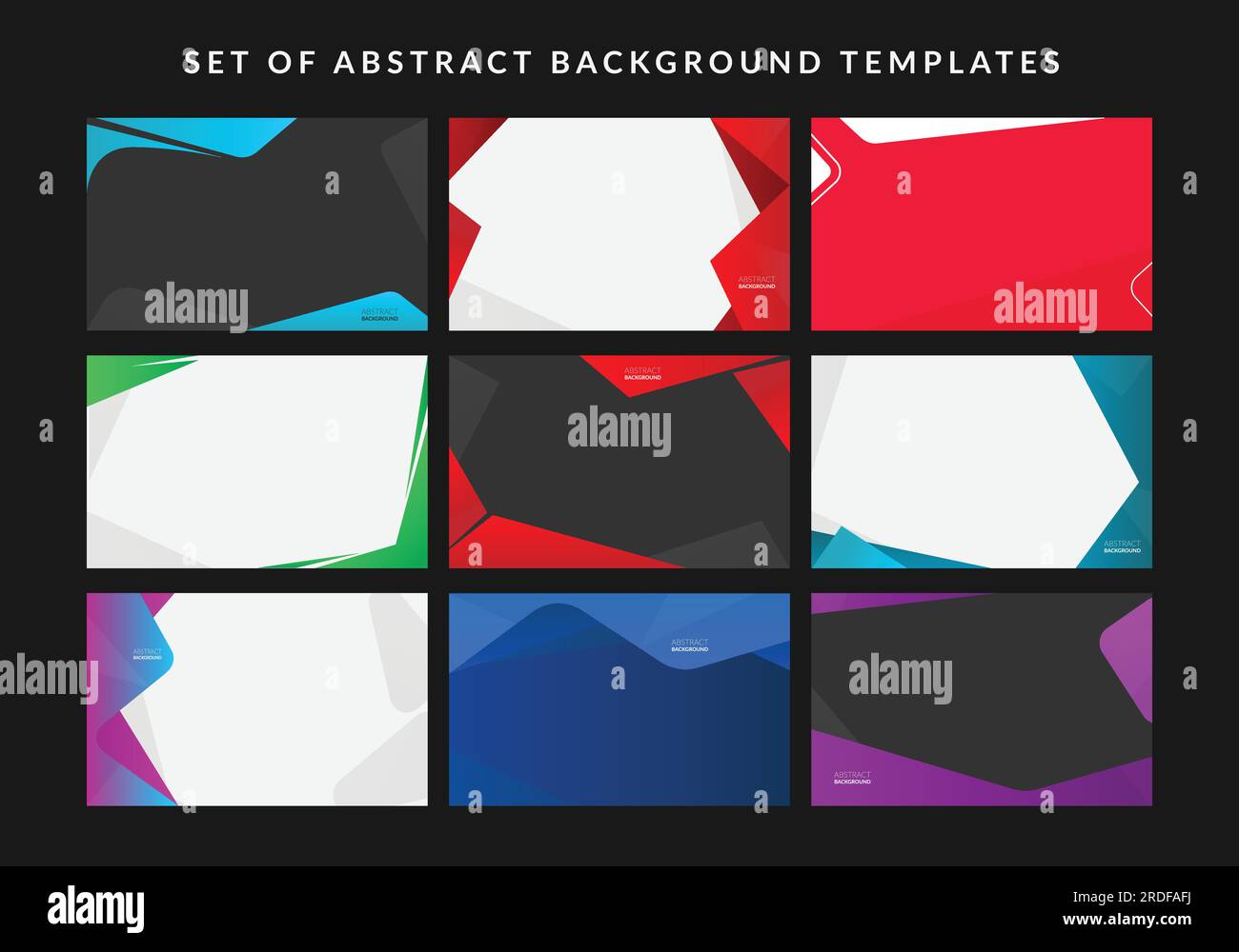 Ein Satz abstrakter Hintergründe mit dynamischer Formenzusammensetzung Stock Vektor