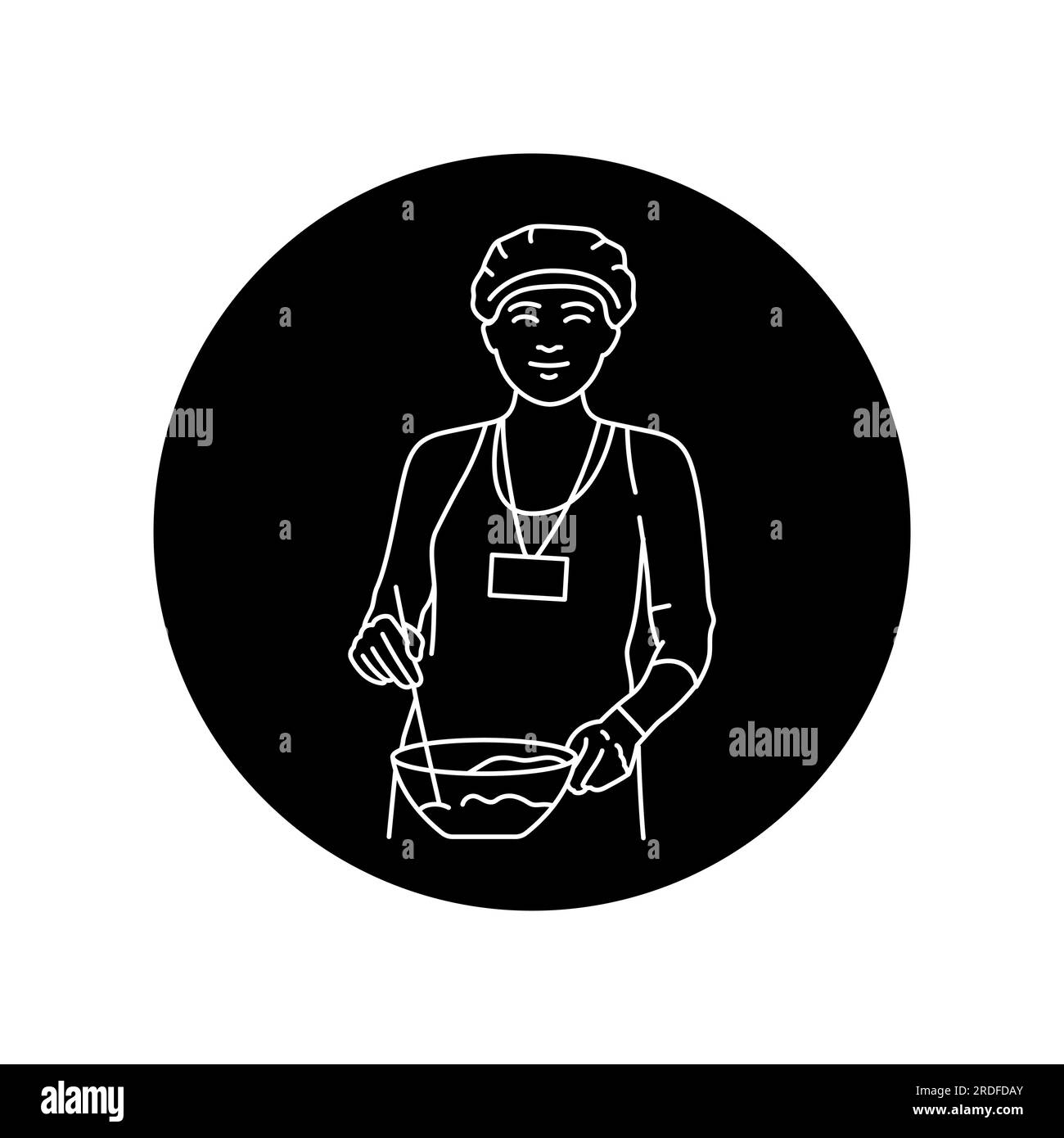 Schwarzes Liniensymbol für ehrenamtlichen Koch. Piktogramm für Webseite, mobile App, Werbeaktion. Stock Vektor