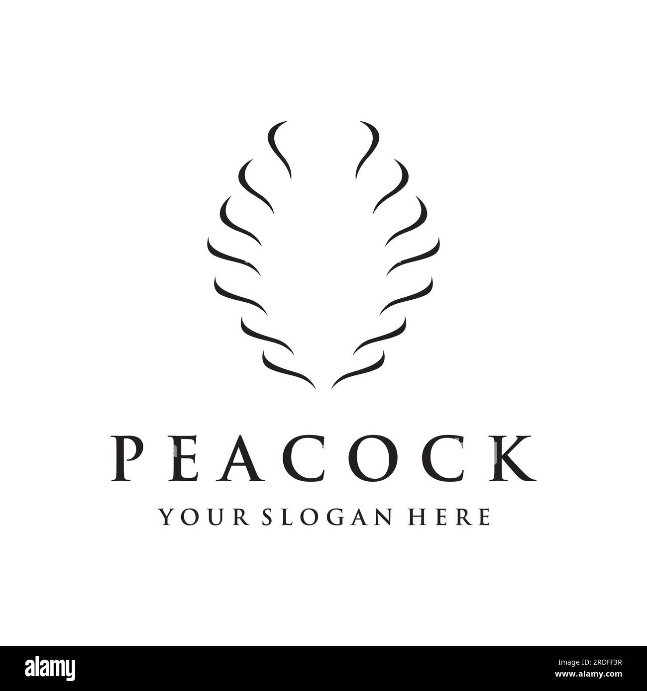 Kreatives Pfauenvogel- und Pfauenfederlogo – Vektordarstellung. Stock Vektor