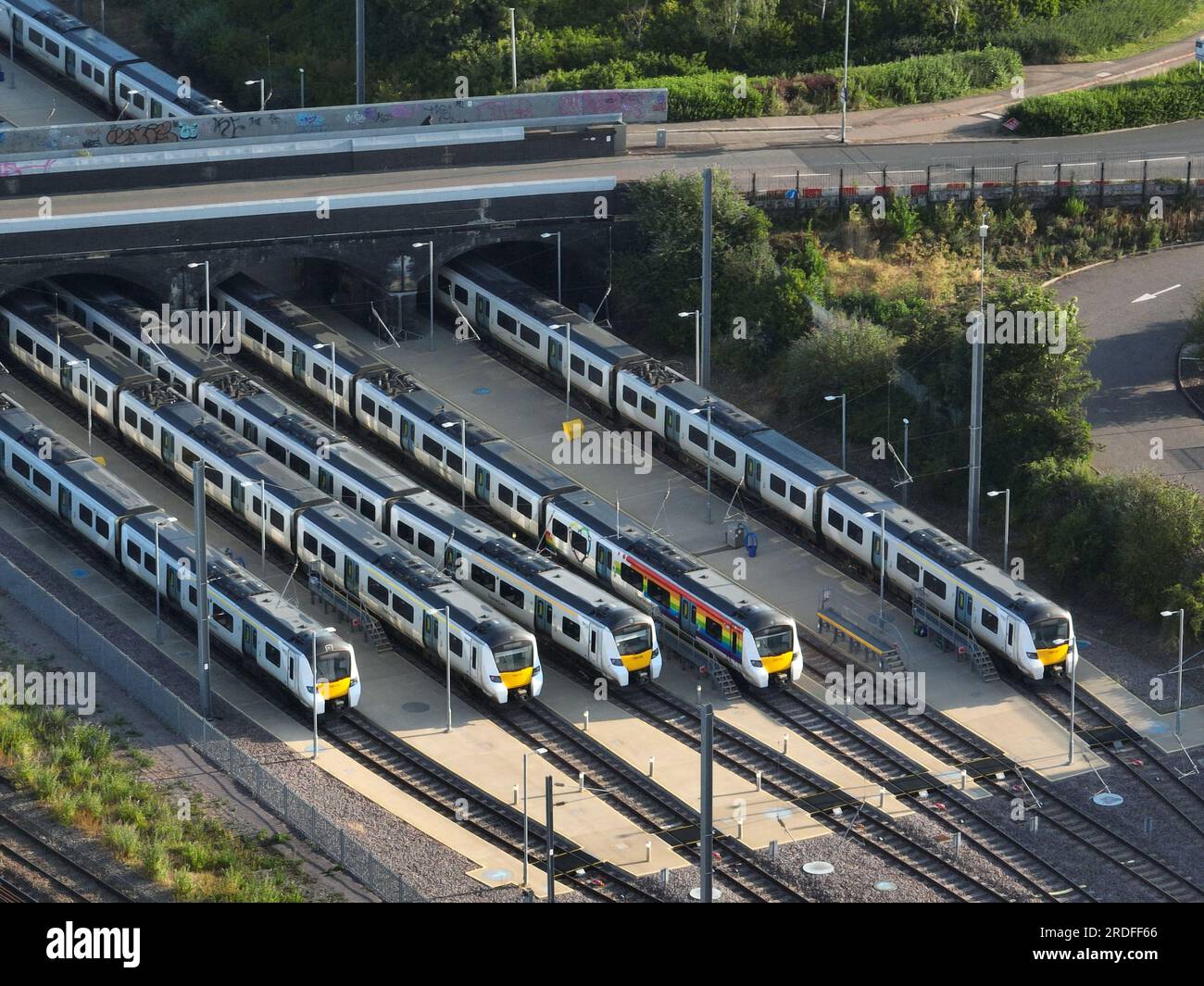 Peterborough, Großbritannien. 20. Juli 2023. Die Thameslink-Züge verbleiben in Peterborough, da die Gewerkschaft der GMT an einem Streik teilnimmt. Der Streik wird auch am 22. Und 29. Juli 2023 fortgesetzt. Kredit: Paul Marriott/Alamy Live News Stockfoto