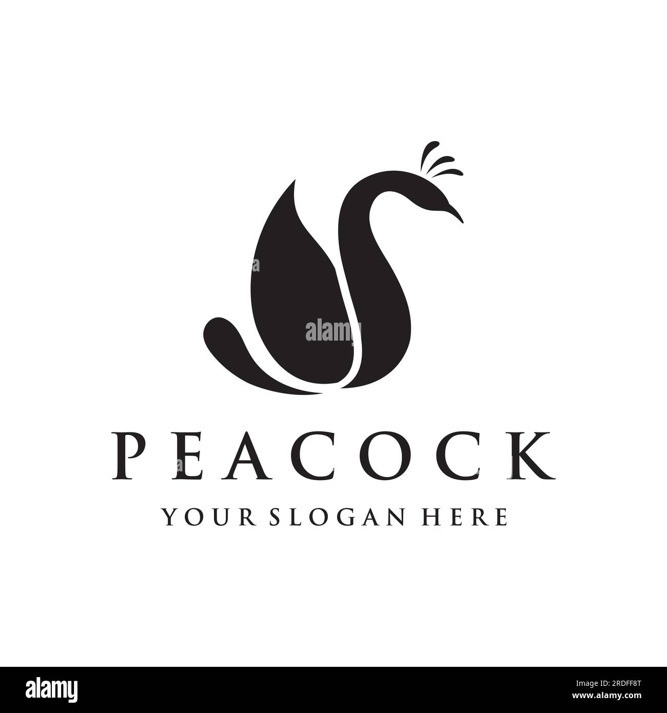 Kreatives Pfauenvogel- und Pfauenfederlogo – Vektordarstellung. Stock Vektor