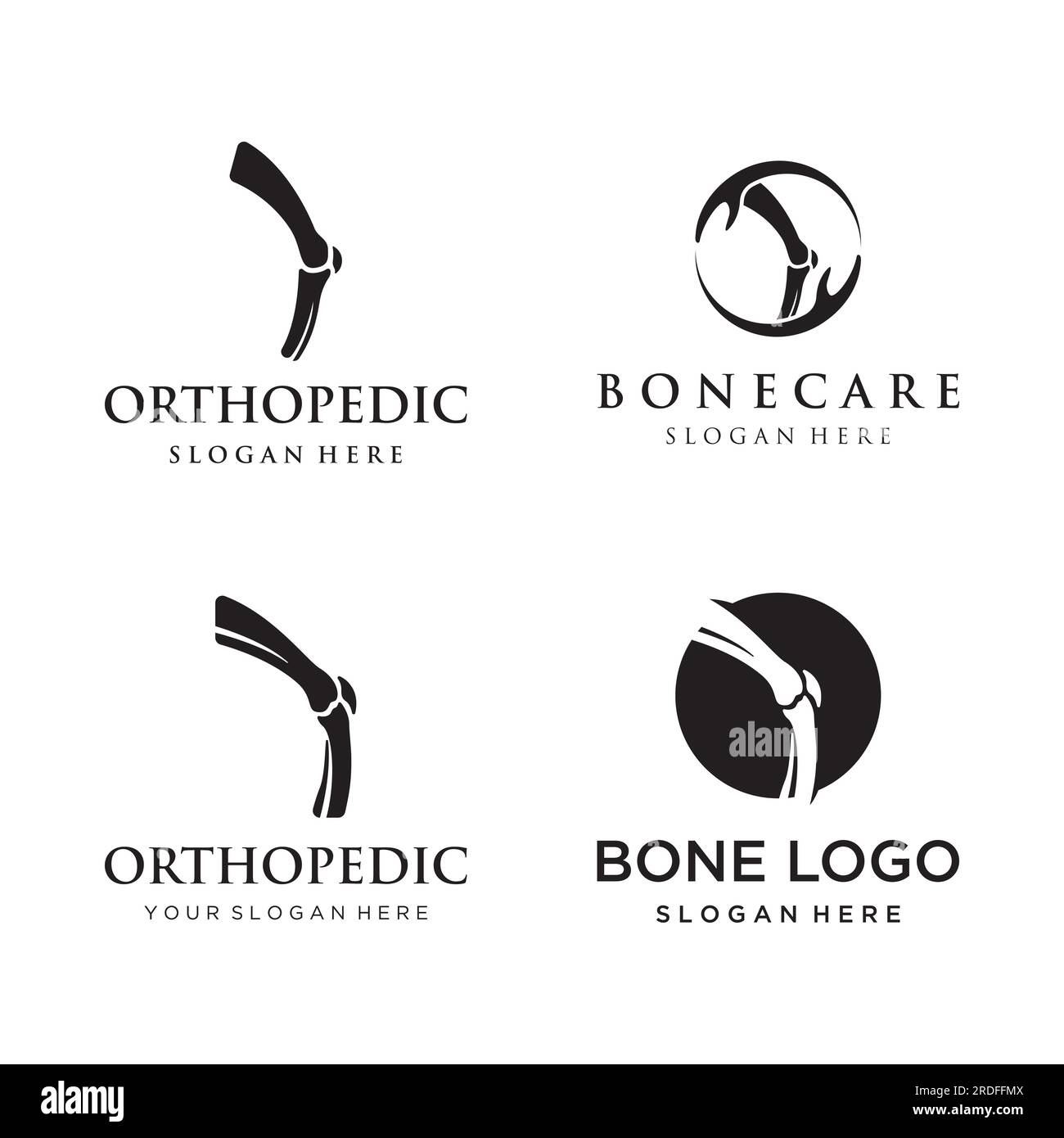 Knochen- oder orthopädisches Logo-Design für Knochenpflege und Knochengesundheit. Stock Vektor