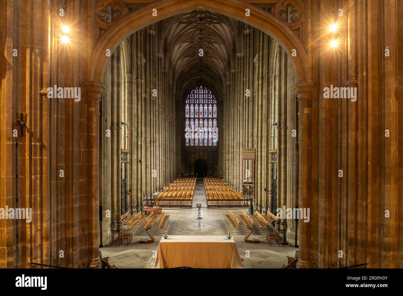 Kirchenschiff der Kathedrale von Canterbury, England, Großbritannien, Europa | Nave of the Canterbury Cathedral, England, United Kingdom of Great Br Stockfoto