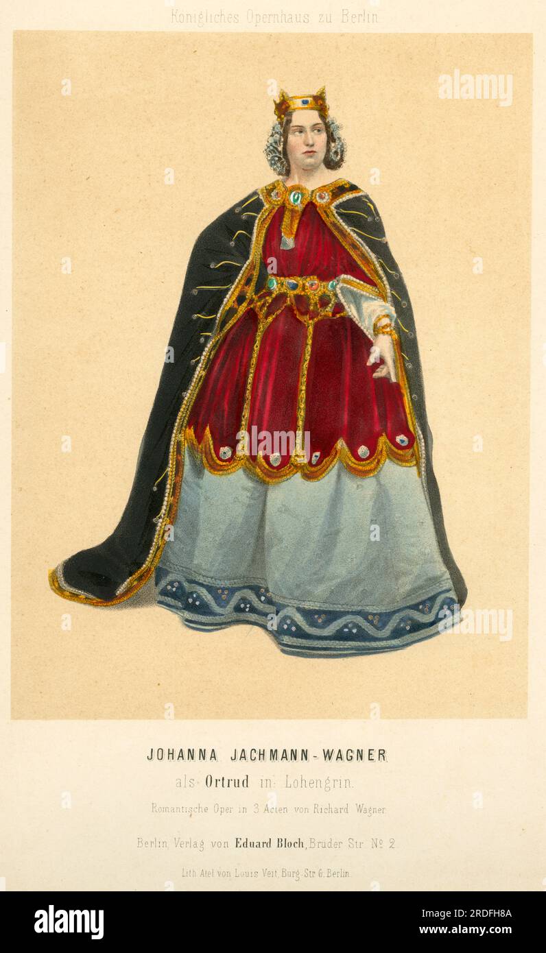 Europa, Deutschland, Niedersachsen, Seelze, Johanna Jachmann-Wagner, Opernsänger, Verlag von Eduard Bloch, Lith. Louis Veit , Berlin , um 1860 . / Europa, Deutschland, Niedersachsen, Seelze, Johanna Jachmann-Wagner, opernsänger, Verlag Eduard Bloch, Lith. Von Louis Veit, Berlin, um 1860. Stockfoto
