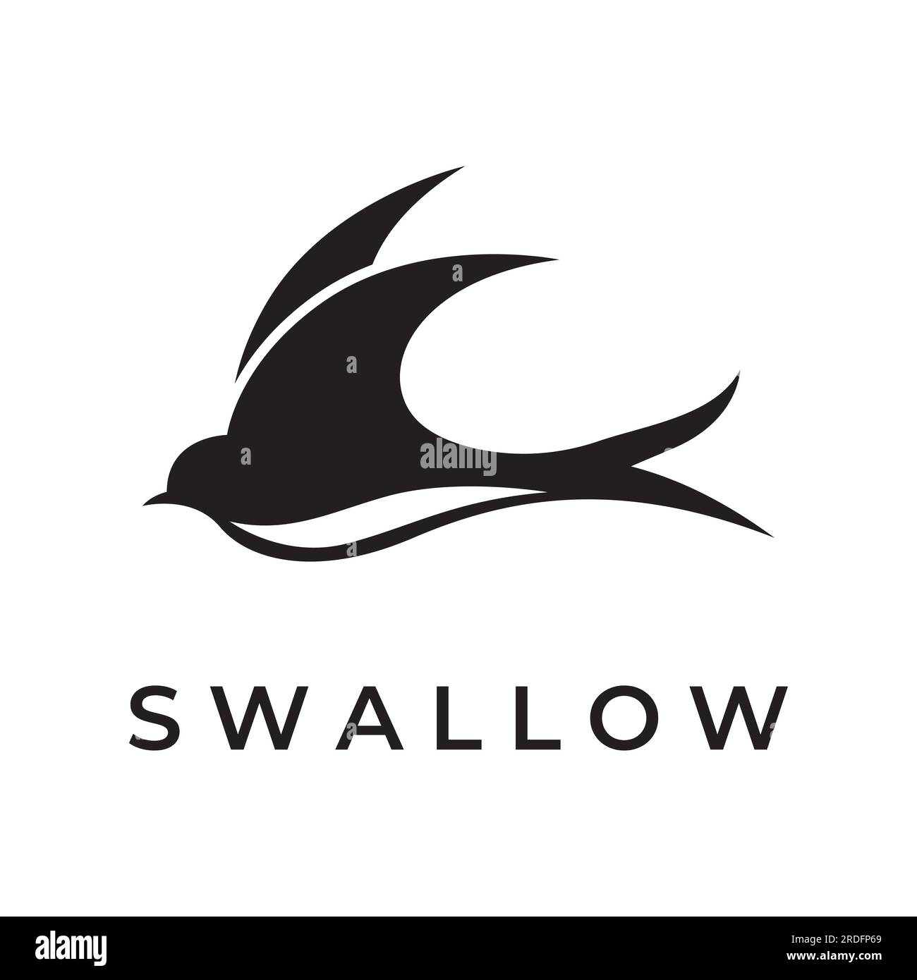 Schlichte Logo-Silhouette eines martin martlet Swallow, der schwebt. Stock Vektor