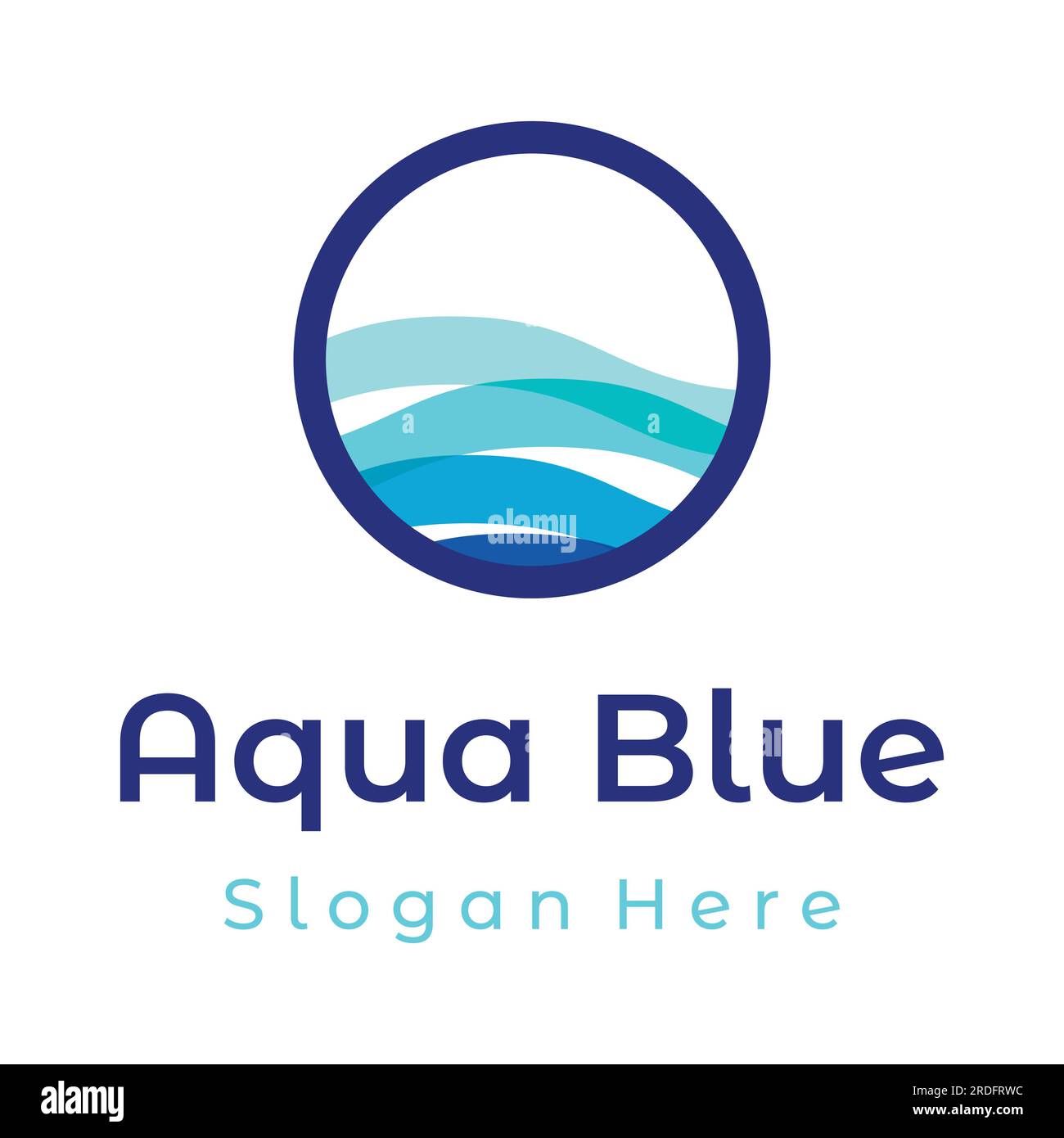 Natürliches blaues „Pure Aqua Water“-Logo. Abstraktes „Aqua“-Design mit Umriss. Symbol für Trink- oder Mineralwasser. Stock Vektor