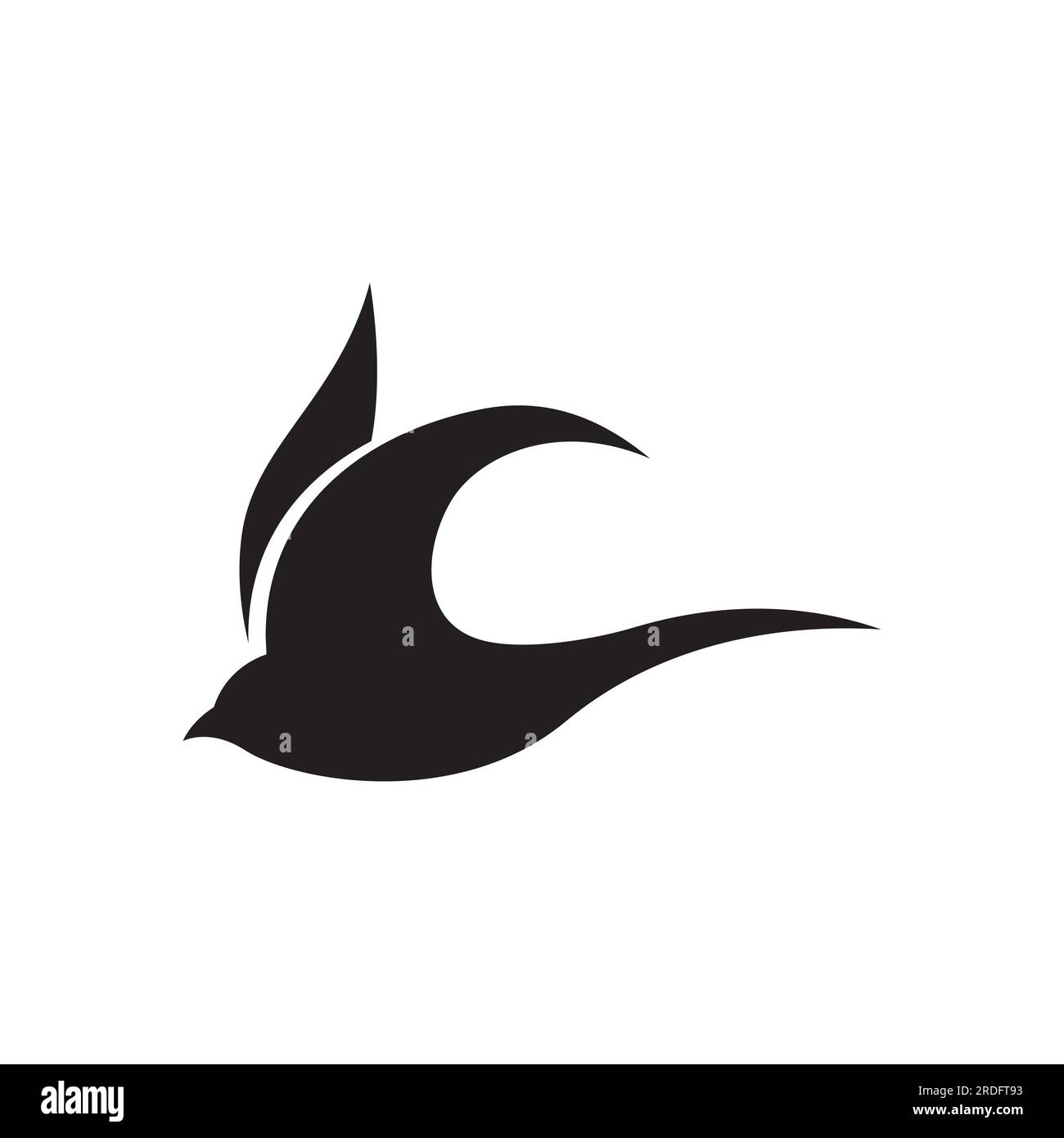 Schlichte Logo-Silhouette eines martin martlet Swallow, der schwebt. Stock Vektor