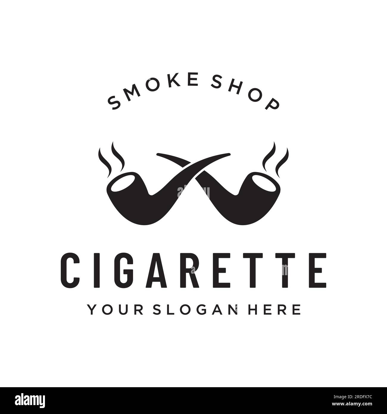 Pipe-Logo für klassischen Zigarettenrauch. Premium-Logo für Zigarettenrauch. Stock Vektor