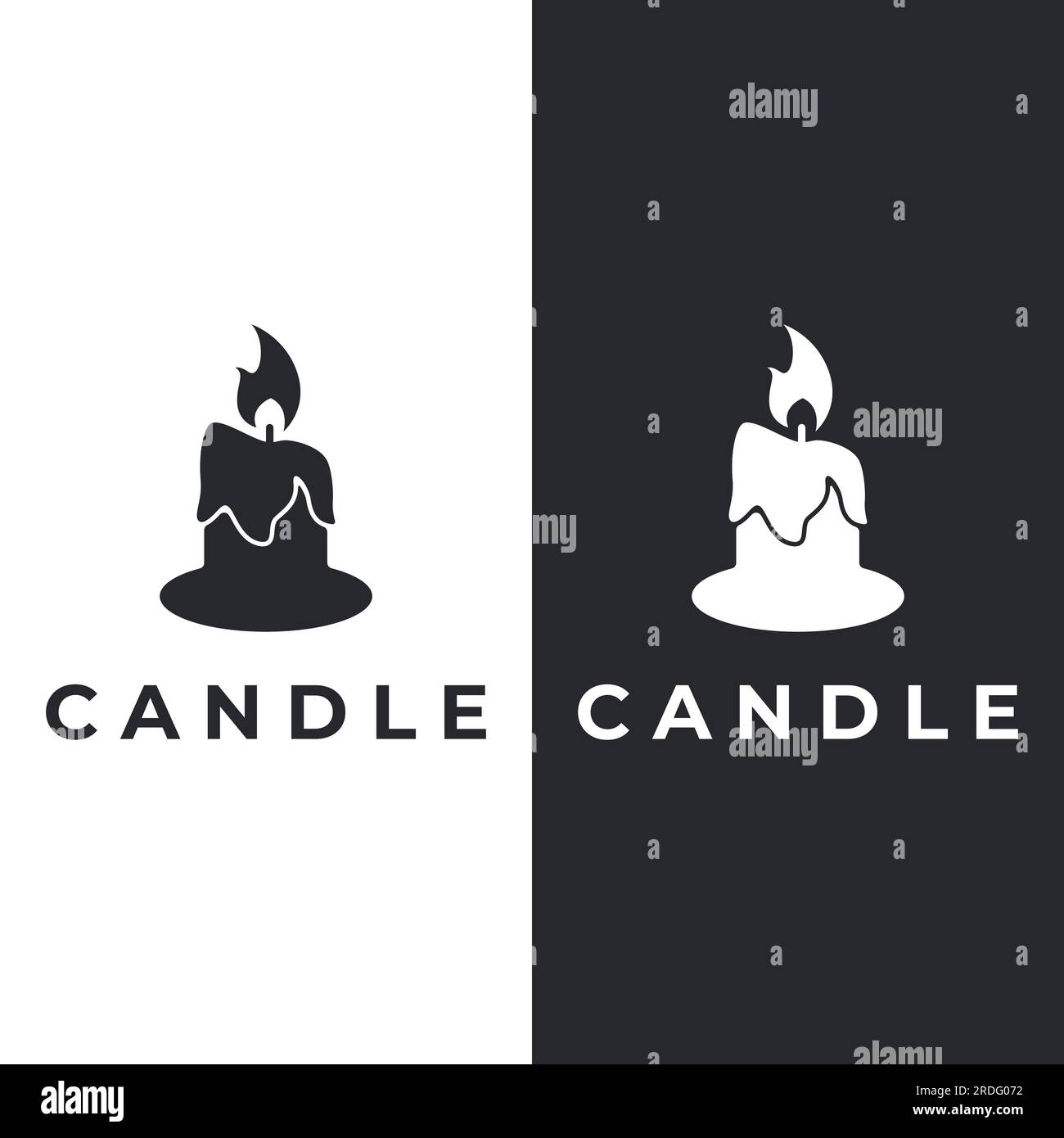 Schlichtes, luxuriöses Kerzenlicht-Logo mit isoliertem Hintergrund. Vorlage für Geschäft, Schild, Unternehmen. Stock Vektor