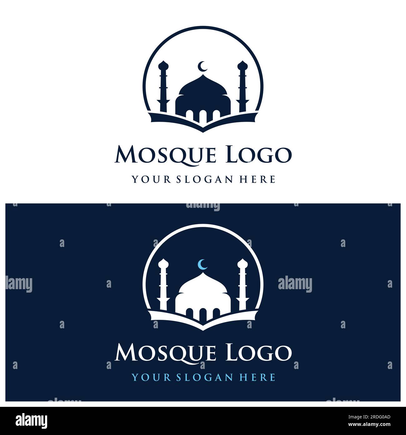 Einzigartiges, modernes und kreatives Luxusmoschee-Logo mit Monogramm. Logo für islamische, ramadan, Unternehmen. Stock Vektor