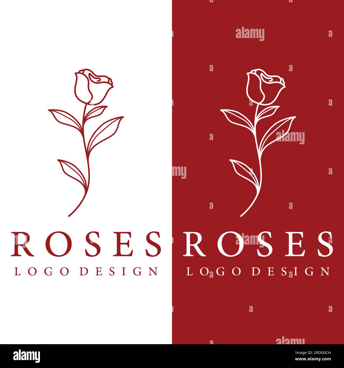 Logos von Blumen, Rosen, Lotusblumen und anderen Arten von Blumen. Durch Verwendung des Konzepts der Vektorkonstruktion. Stock Vektor
