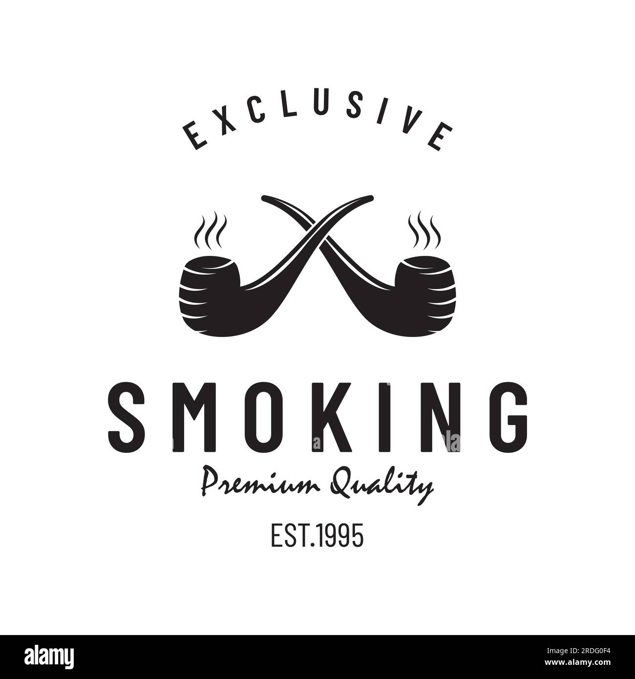 Pipe-Logo für klassischen Zigarettenrauch. Premium-Logo für Zigarettenrauch. Stock Vektor
