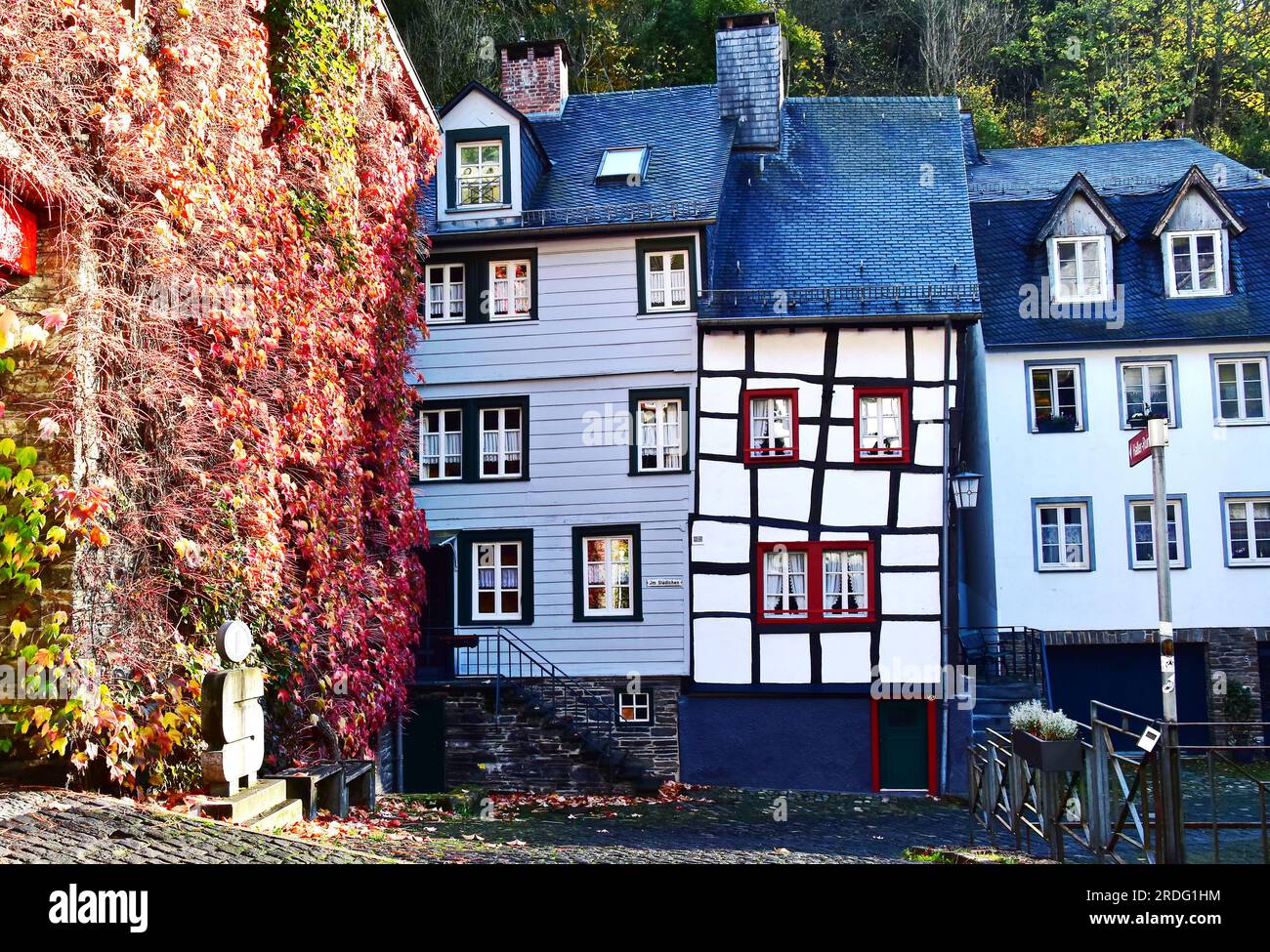 Eindrücke aus der historischen Stadt Monschau/Eifel Stockfoto