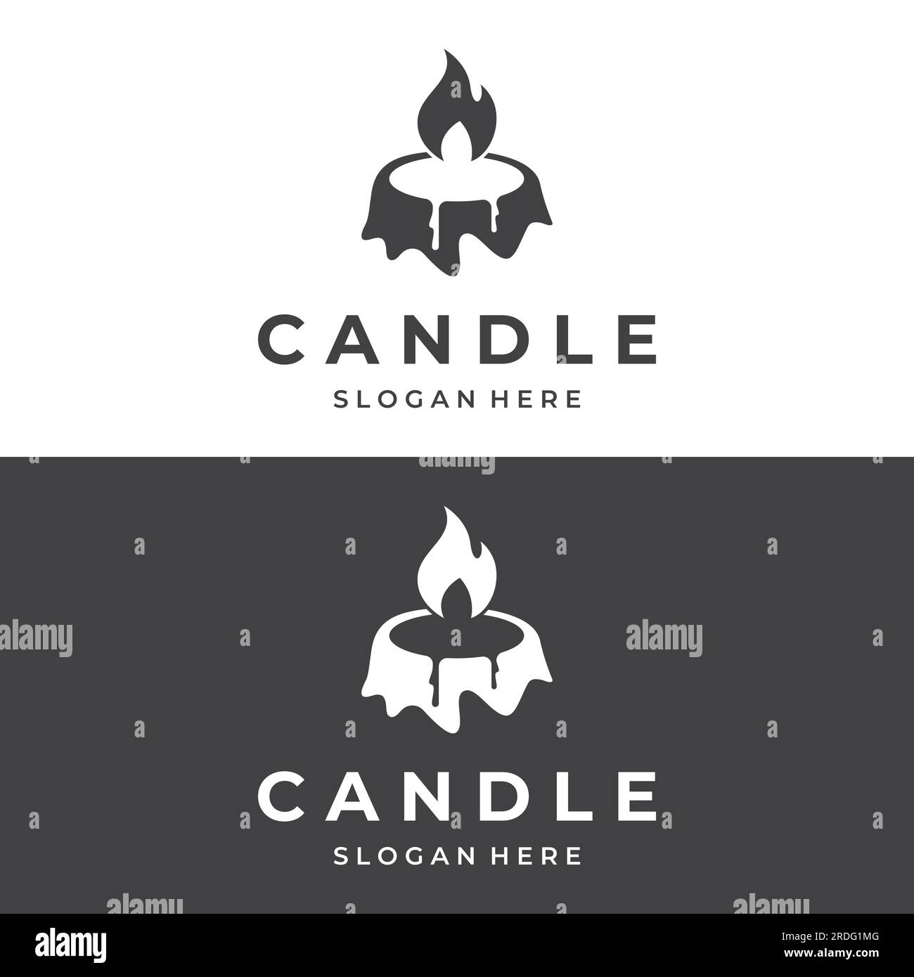 Schlichtes, luxuriöses Kerzenlicht-Logo mit isoliertem Hintergrund. Vorlage für Geschäft, Schild, Unternehmen. Stock Vektor