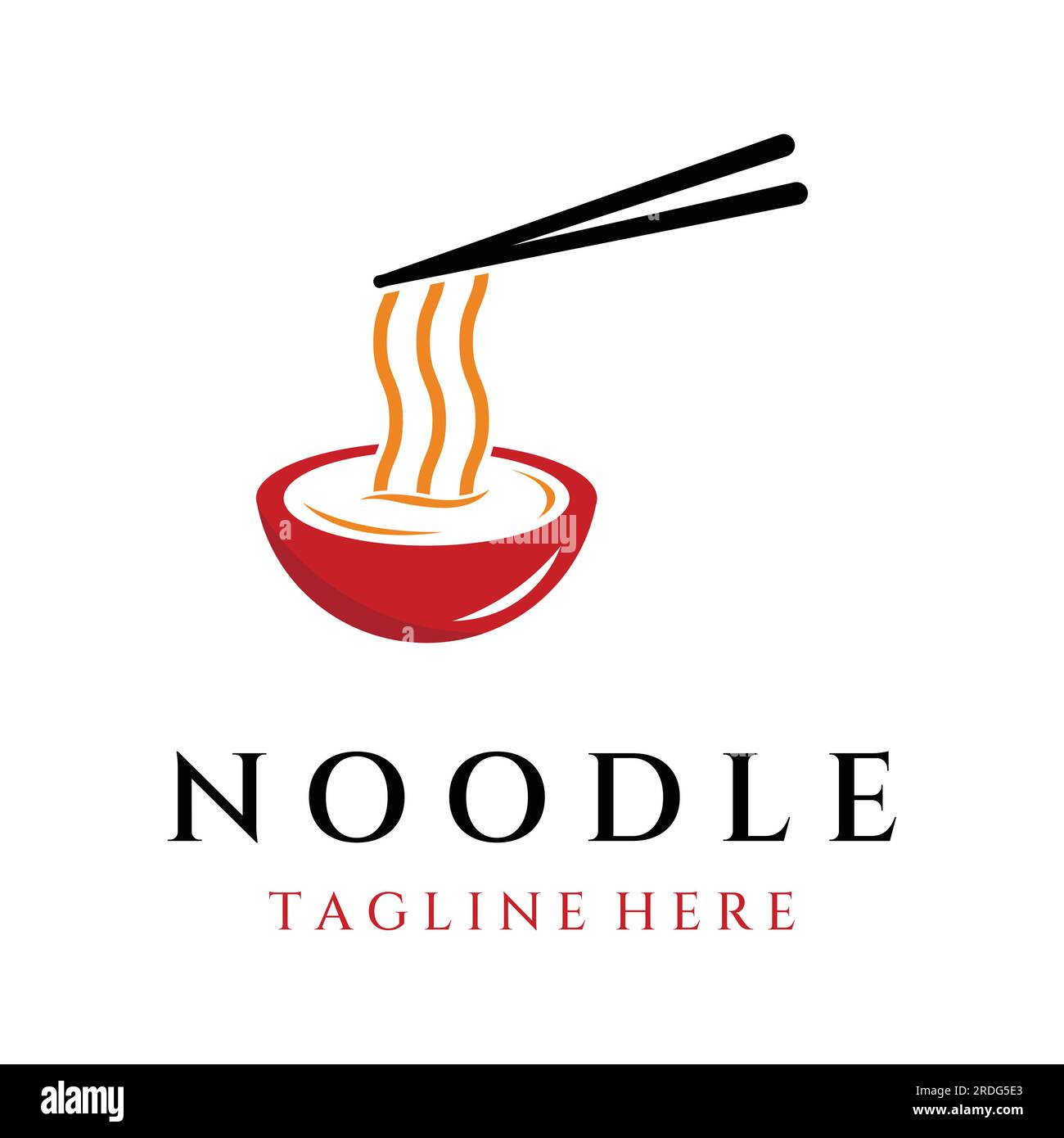 Logo-Design für köstliche chinesische und japanische Nudelsuppe und Ramen-Gerichte, asiatische Speisen. Logos für Unternehmen, Restaurants, Cafés und Geschäfte. Stock Vektor