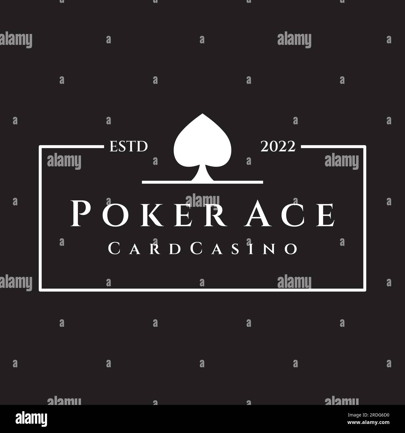 Vintage Casino Poker-Ass-Logo, Diamanten, Herzen und Pik. Pokerclub-Logo, Turnier, Glücksspiel, Symbol 777. Stock Vektor