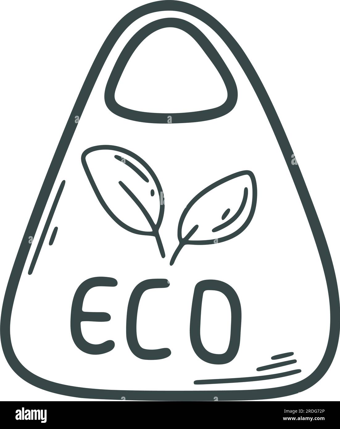 Vektordarstellung von handgezeichneten Eco-Beuteln. Wiederverwendbare Einkaufstasche mit Doodle Sketch-Style. Textiltasche mit Schriftzug, Clip Art Stock Vektor