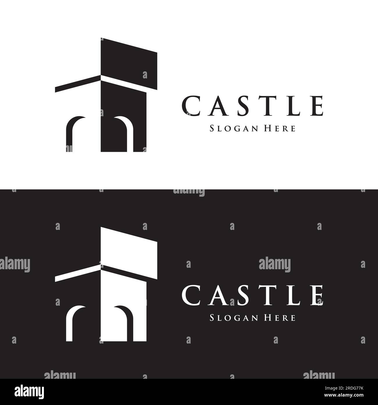 Oldtimer-Schloss-Logo kreatives Design, altes historisches Schloss. Logo für Unternehmen und Museum. Stock Vektor