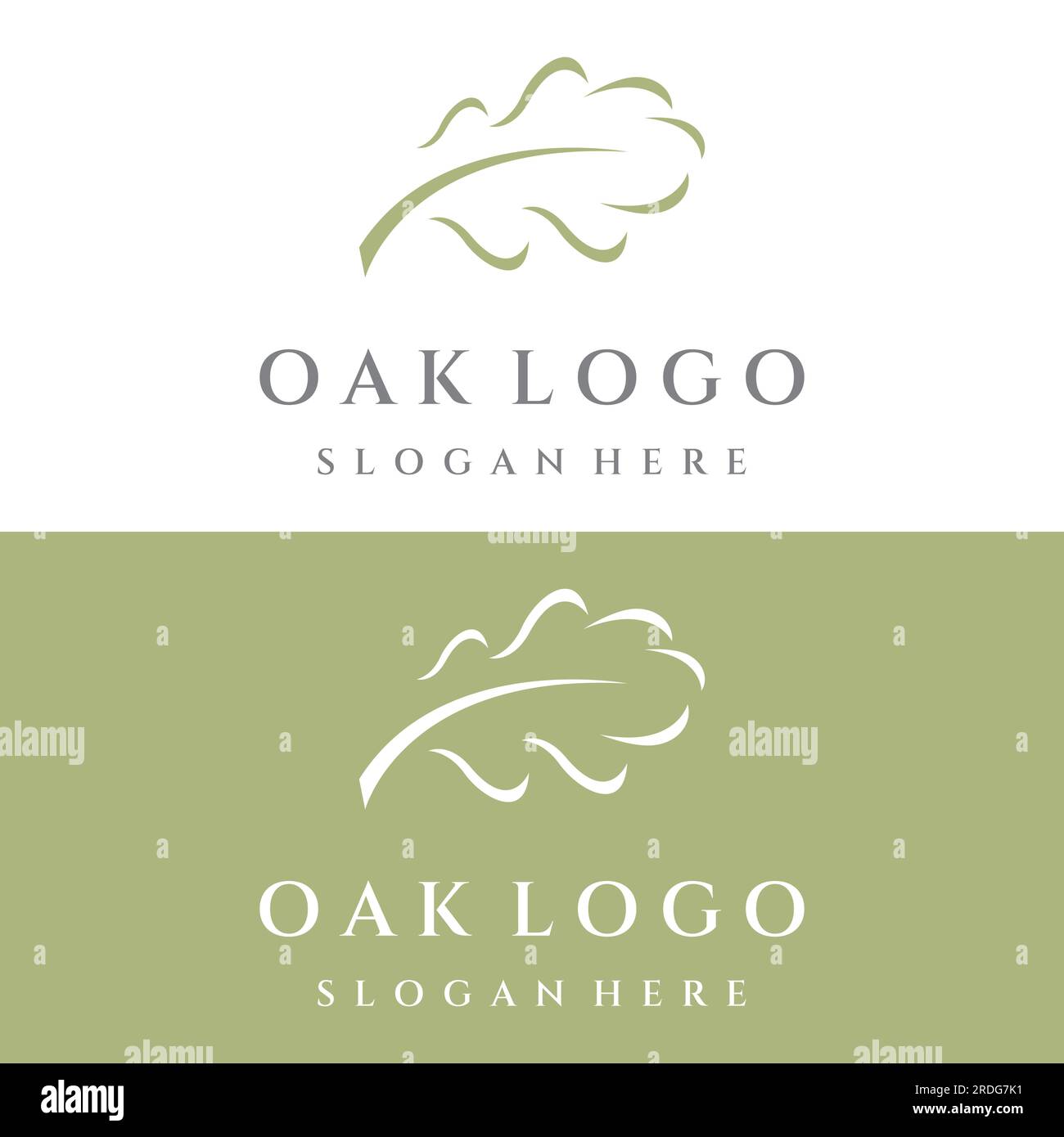 Herbstlogo mit Eichenblättern und Eichenbaum-Logo. Mit Darstellung des Bearbeitungsvektors. Stock Vektor