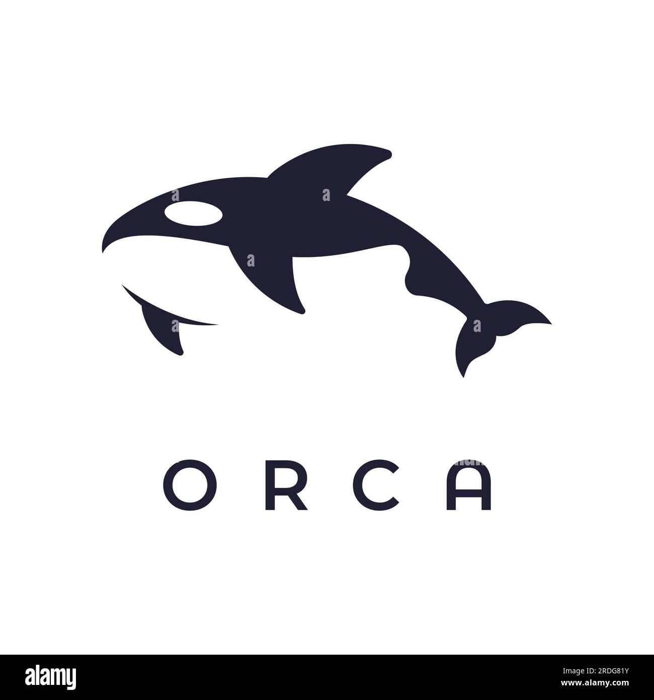 Einfaches schwarzes Orca-Wal-Logo für kreatives Design. Killer Unterwassertier. Logo für Unternehmen, Identität und Branding. Stock Vektor