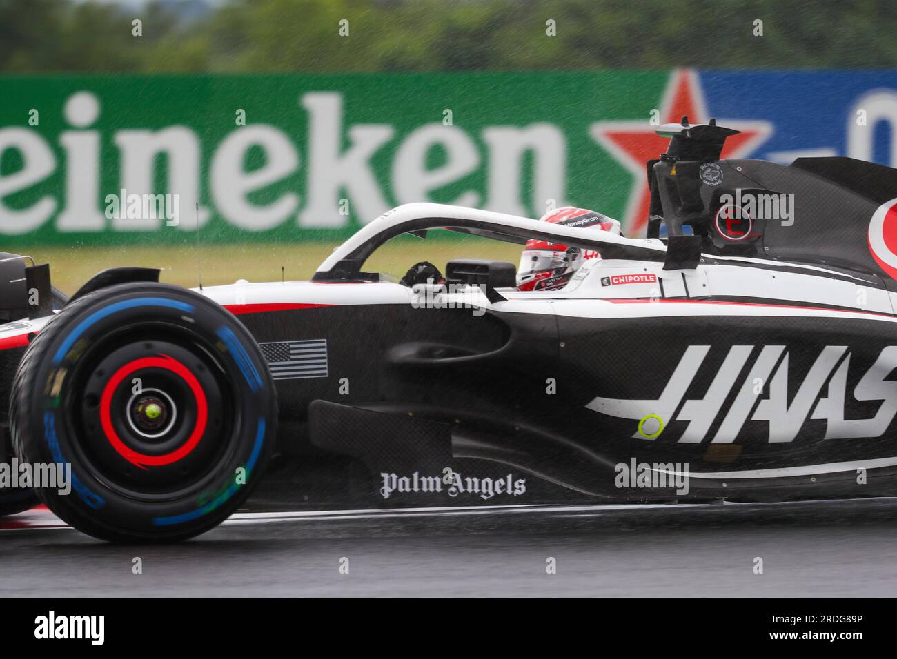 Budapest, Rieti, Ungarn. 21. Juli 2023. Kevin Magnussen (SVE) Haas VF-23.während der freien Übung 1, Freitag, 21. Juli, FORMEL 1 QATAR AIRWAYS UNGARISCHER GRAND PRIX 2023 - Jul21 bis Jul23 2023 Hungaroring, Budapest, Ungarn (Kreditbild: © Alessio De Marco/ZUMA Press Wire) NUR REDAKTIONELLE VERWENDUNG! Nicht für den kommerziellen GEBRAUCH! Stockfoto