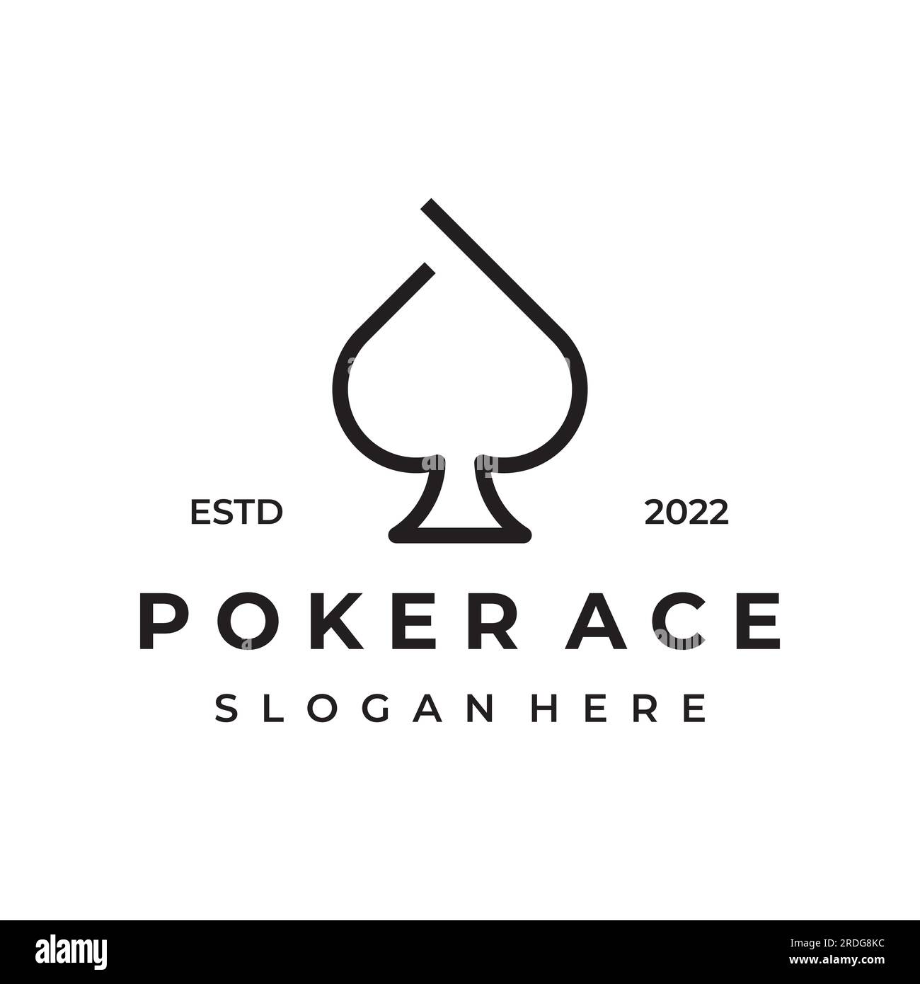 Vintage Casino Poker-Ass-Logo, Diamanten, Herzen und Pik. Pokerclub-Logo, Turnier, Glücksspiel, Symbol 777. Stock Vektor