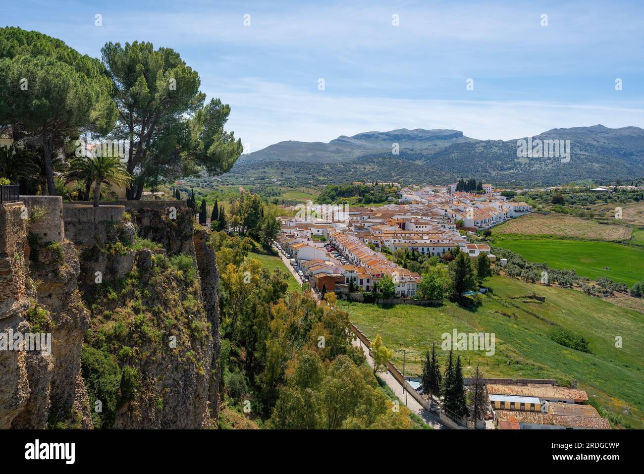 Luftaufnahme von Ronda mit Barrio San Francisco - Ronda, Andalusien, Spanien Stockfoto
