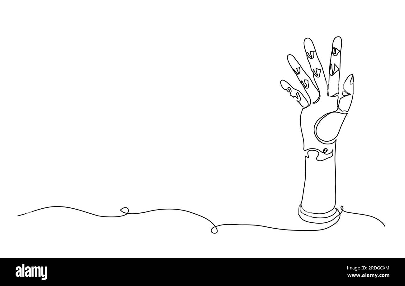 Armprothesen-einfache Vektordarstellung. Künstliche Hand, Roboterarm oder bionischer Arm. Vektordarstellung isoliert auf weißem Hintergrund. Eine durchgehende Stock Vektor