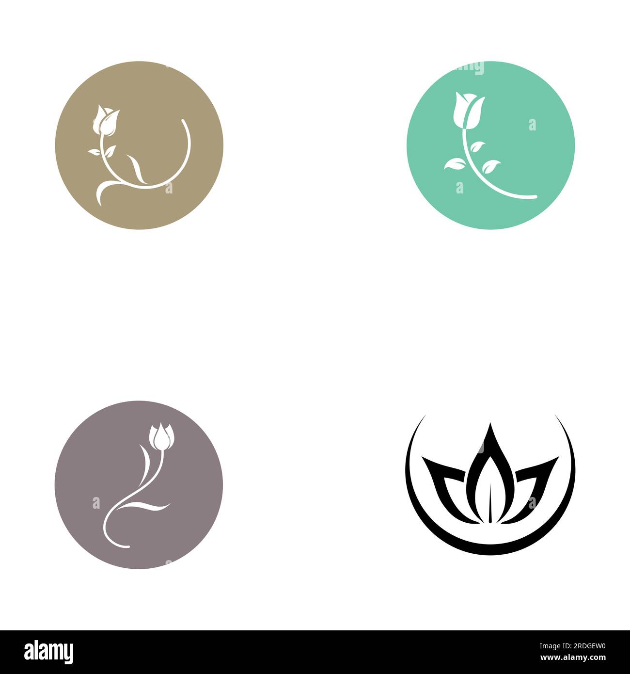 Logos von Blumen, Rosen, Lotusblumen und anderen Arten von Blumen. Durch Verwendung des Konzepts der Vektorkonstruktion. Stock Vektor