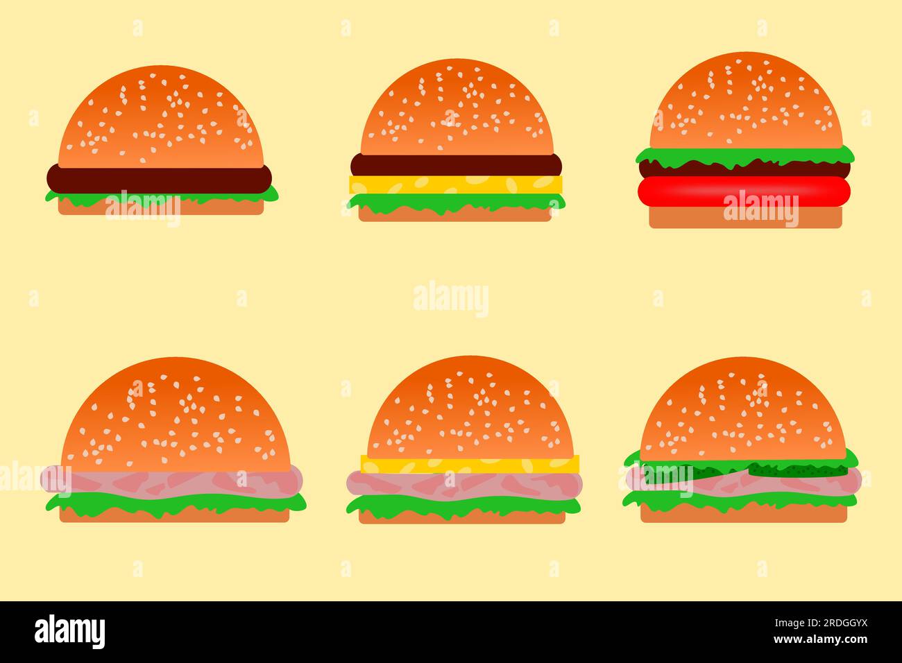 Burger-Set. Burger-Vektor. Fast Food-Set: Cheeseburger, Hamburger Stock Vektor