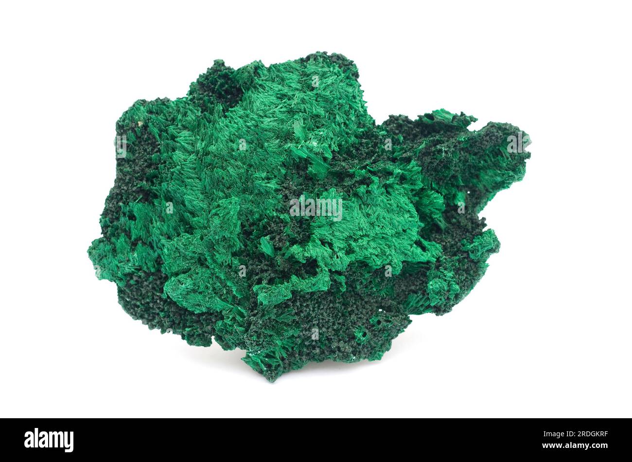 Malachit ist ein Kupfercarbonathydroxid-Mineral. Diese Probe stammt aus Katanga, Demokratische Republik Kongo (Zaire). Stockfoto