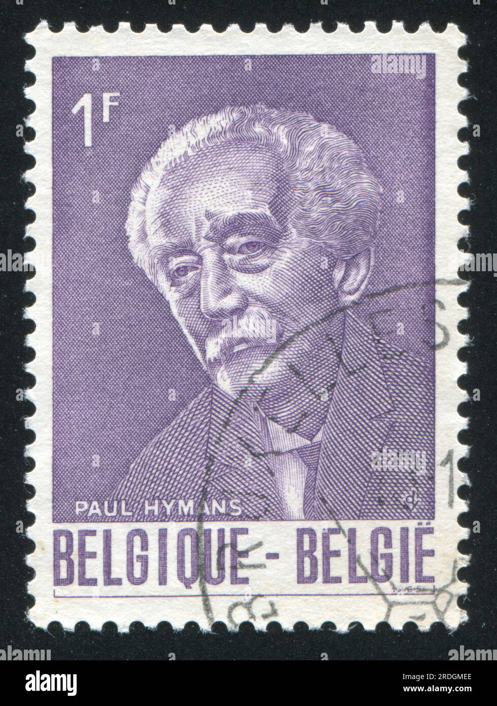 BELGIEN - CA. 1965: Briefmarke gedruckt von Belgien, zeigt Paul Hymans, belgischer Außenminister, erster Präsident des Völkerbundes, ca. 1965 Stockfoto