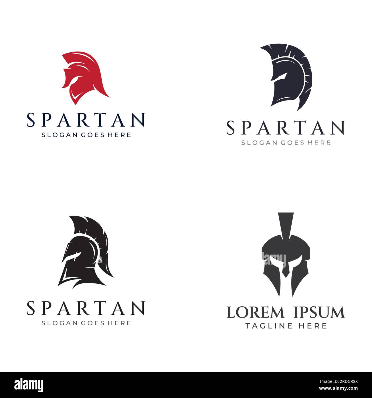 Starker und mutiger spartanischer oder spartanischer Kriegshelm-Logo. Mit Vektorbildbearbeitung. Stock Vektor