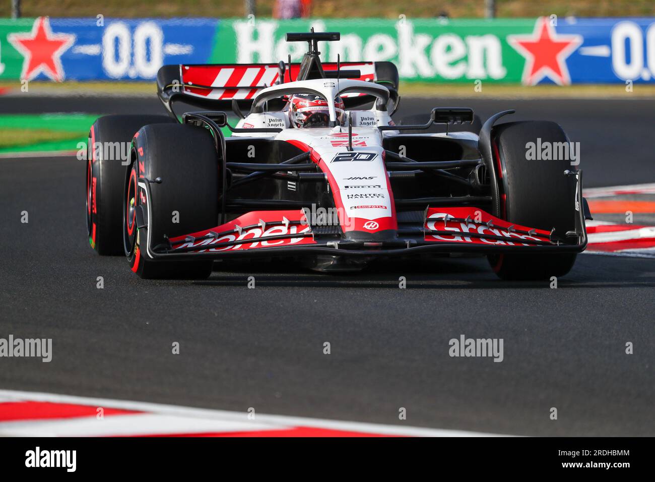 21. Juli 2023, Budapest, Rieti, Ungarn: Kevin Magnussen (SVE) Haas VF-23..während der freien Praxis 2, Freitag 21. Juli FORMEL 1 QATAR AIRWAYS UNGARISCHER GRAND PRIX 2023 - Jul21 bis Jul23 2023 Hungaroring, Budapest, Ungarn (Kreditbild: © Alessio De Marco/ZUMA Press Wire) NUR REDAKTIONELLE VERWENDUNG! Nicht für den kommerziellen GEBRAUCH! Stockfoto