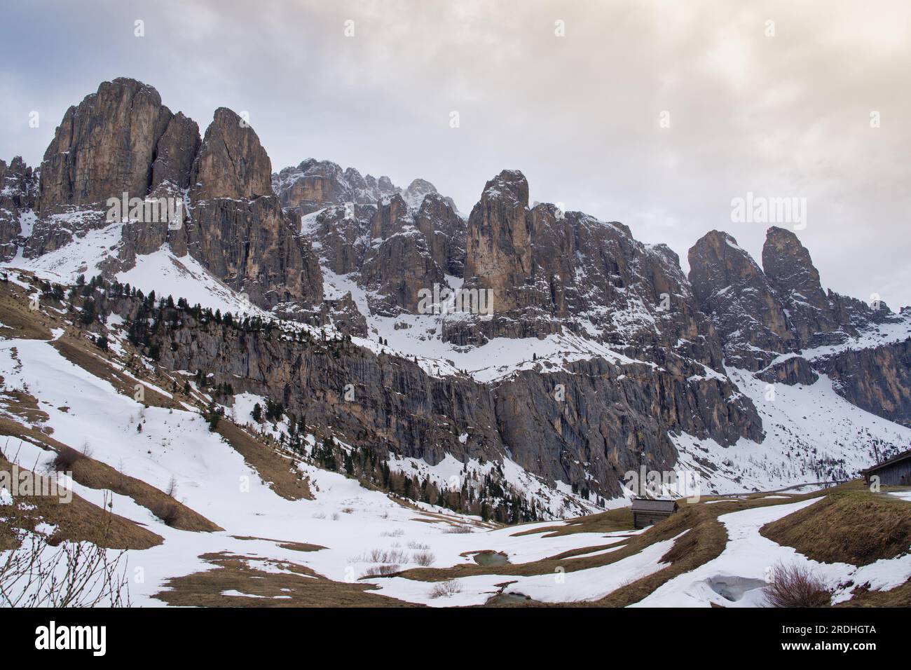 Foto der Berge von Selva di Val Gardena. Stockfoto