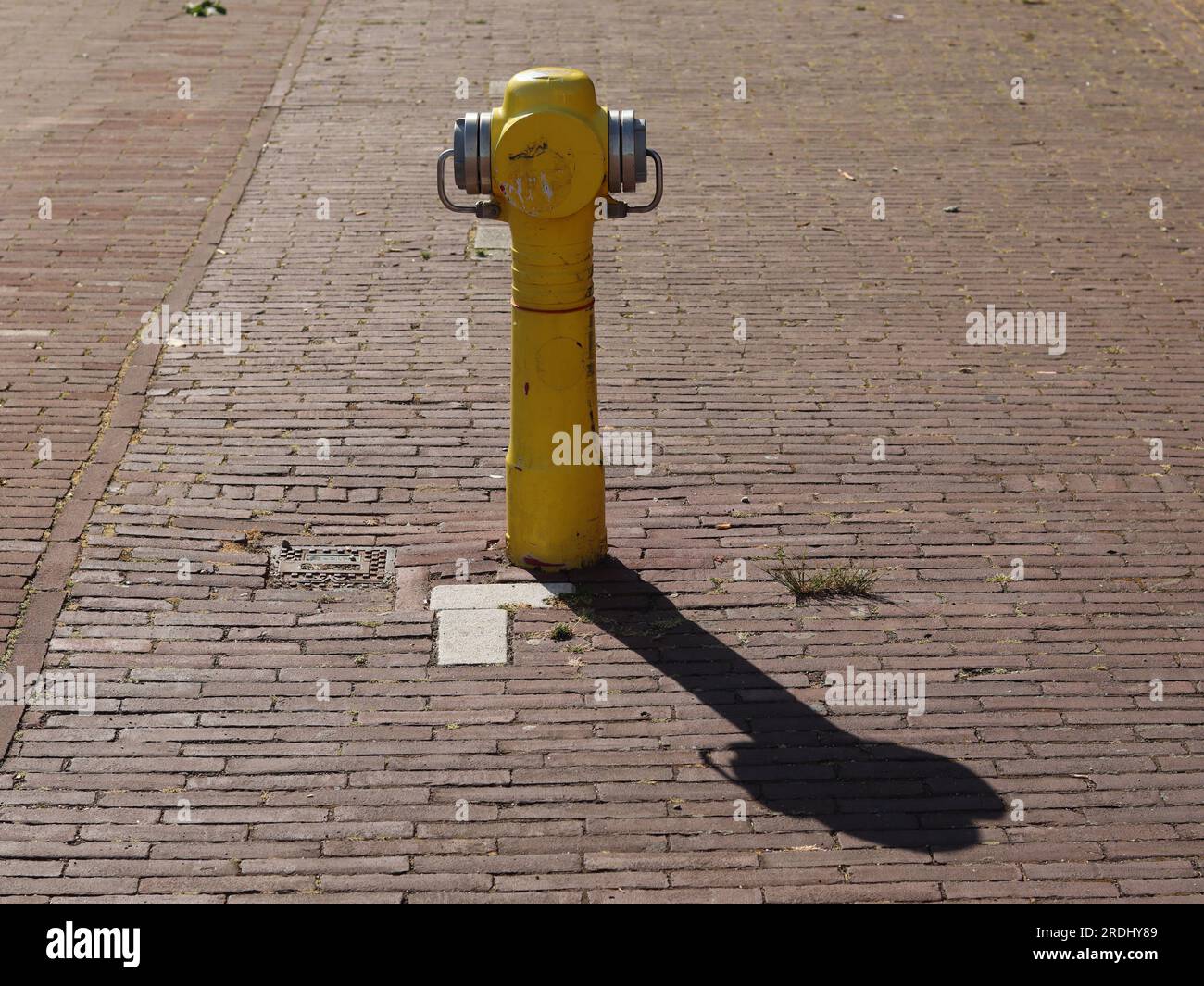 Gelber Feuerhydrant in Nijmegen, Niederlande Stockfoto