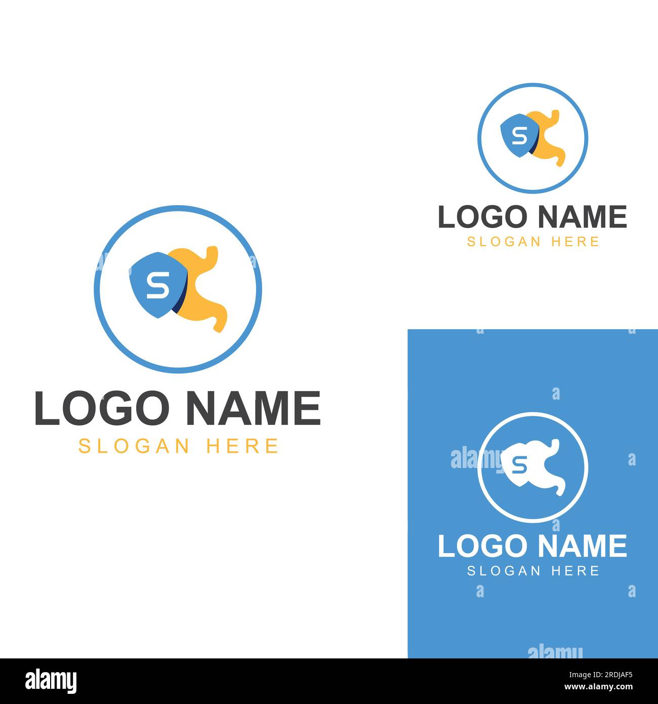 Logo-Design für Magen-Darm-Gesundheit und Magenpflege Stock Vektor