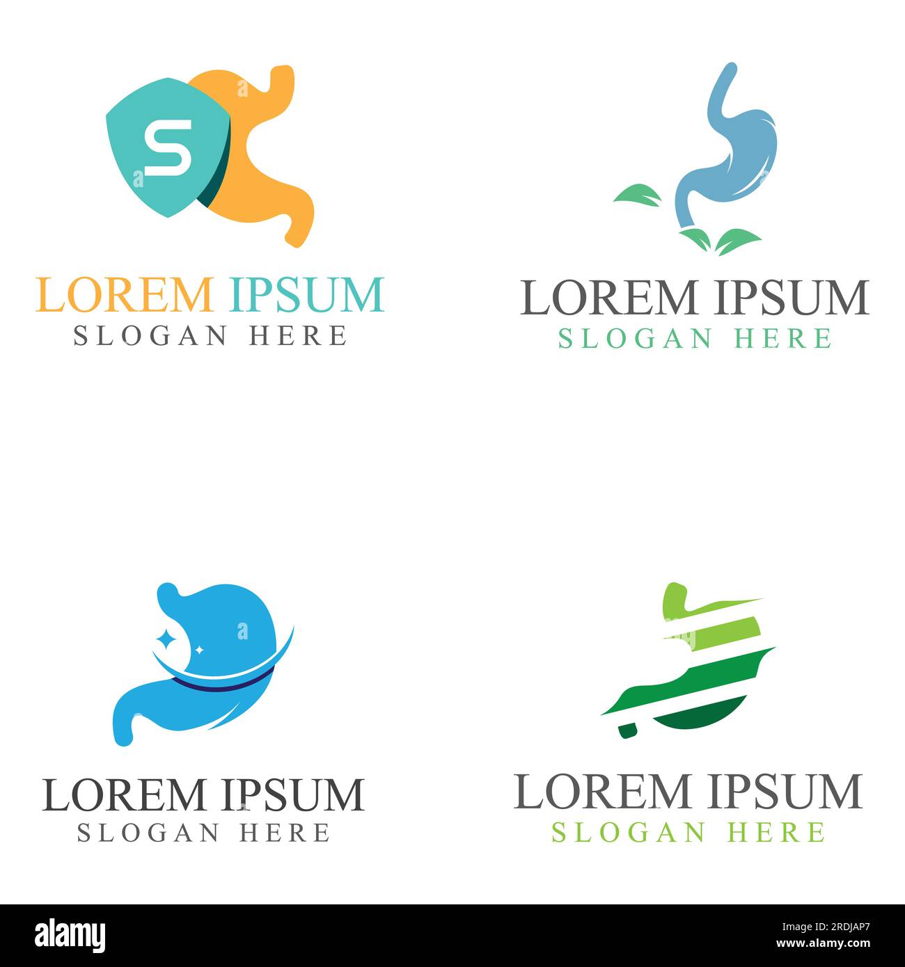 Logo-Design für Magen-Darm-Gesundheit und Magenpflege Stock Vektor