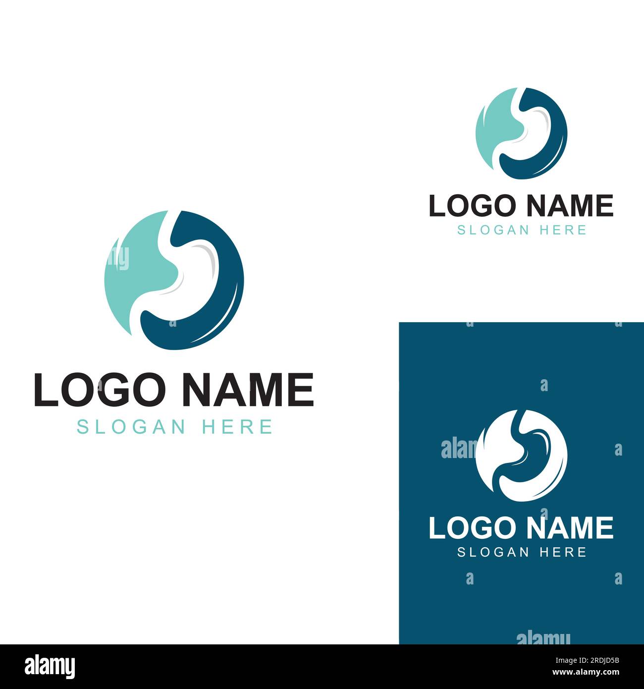 Logo-Design für Magen-Darm-Gesundheit und Magenpflege Stock Vektor