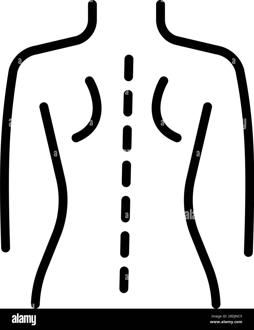 Therapeutische Rückenmassage - Outline-Vektorsymbol. Physiotherapie, Akupunktur, Rehabilitation. Isoliertes Vektorelement. Piktogramm für Webseite, mobile App, Stock Vektor