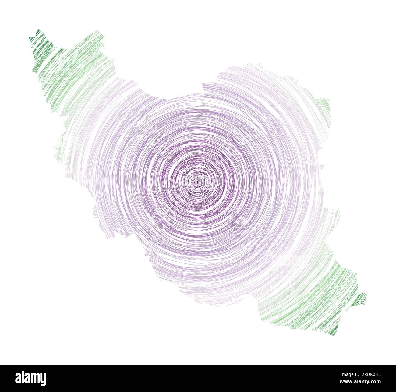 Iran-Karte gefüllt mit konzentrischen Kreisen. Skizzieren Sie Kreise in Form des Landes. Vektorabbildung. Stock Vektor