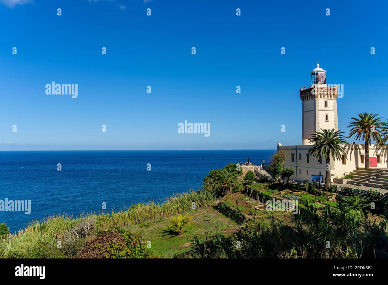 Schönen Leuchtturm von Cap Spartel in der Nähe von Tanger Stadt und Gibraltar, Marokko in Afrika Stockfoto