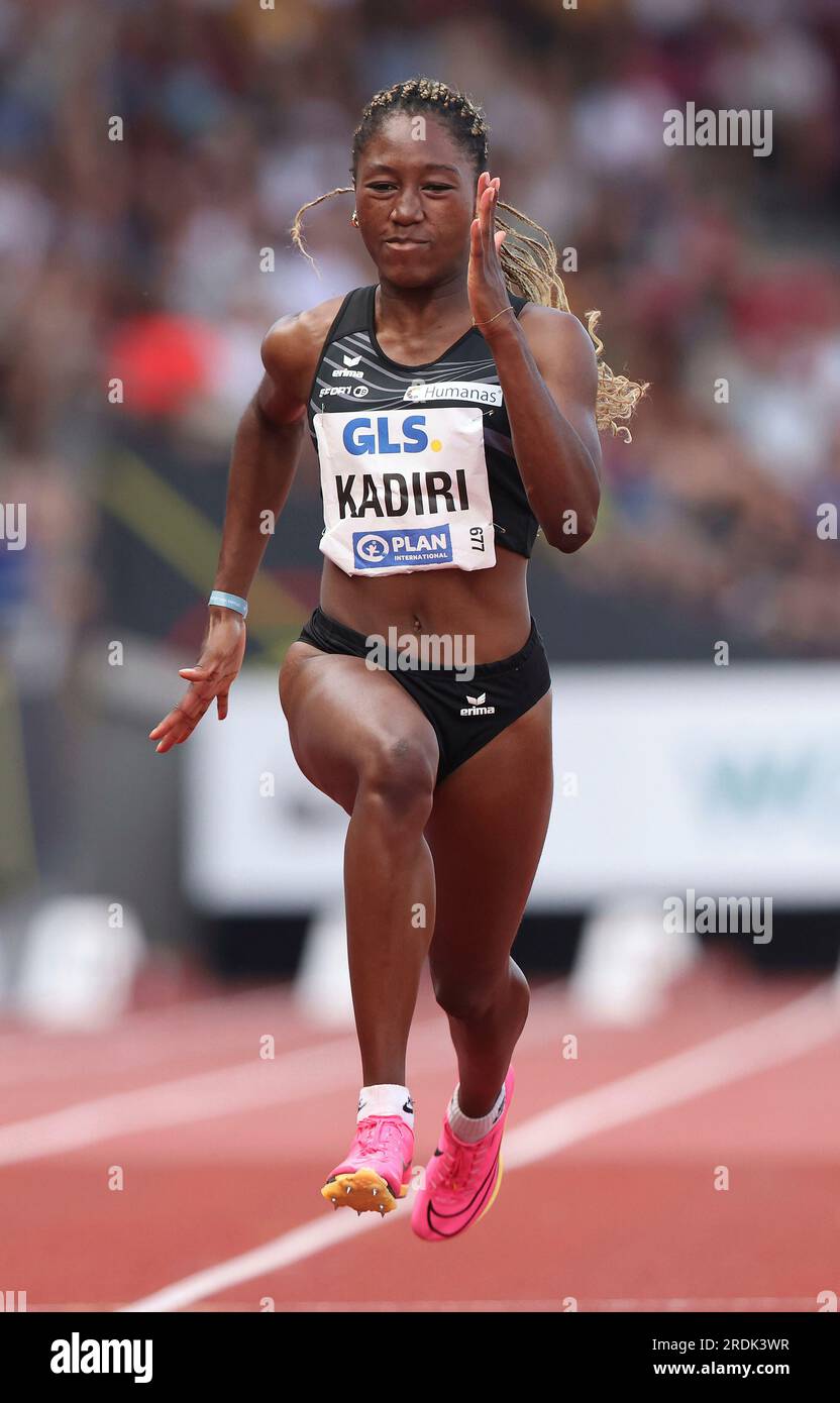 Kassel, Deutschland. 08. Juli 2023. firo : 8. Juli 2023, Leichtathletik, LA, DM 2023 in Kassel, Deutsche Meisterschaft 2023, 100 Meter Frauen, Halbfinale, Chelsea KADIRI/dpa/Alamy Live News Stockfoto