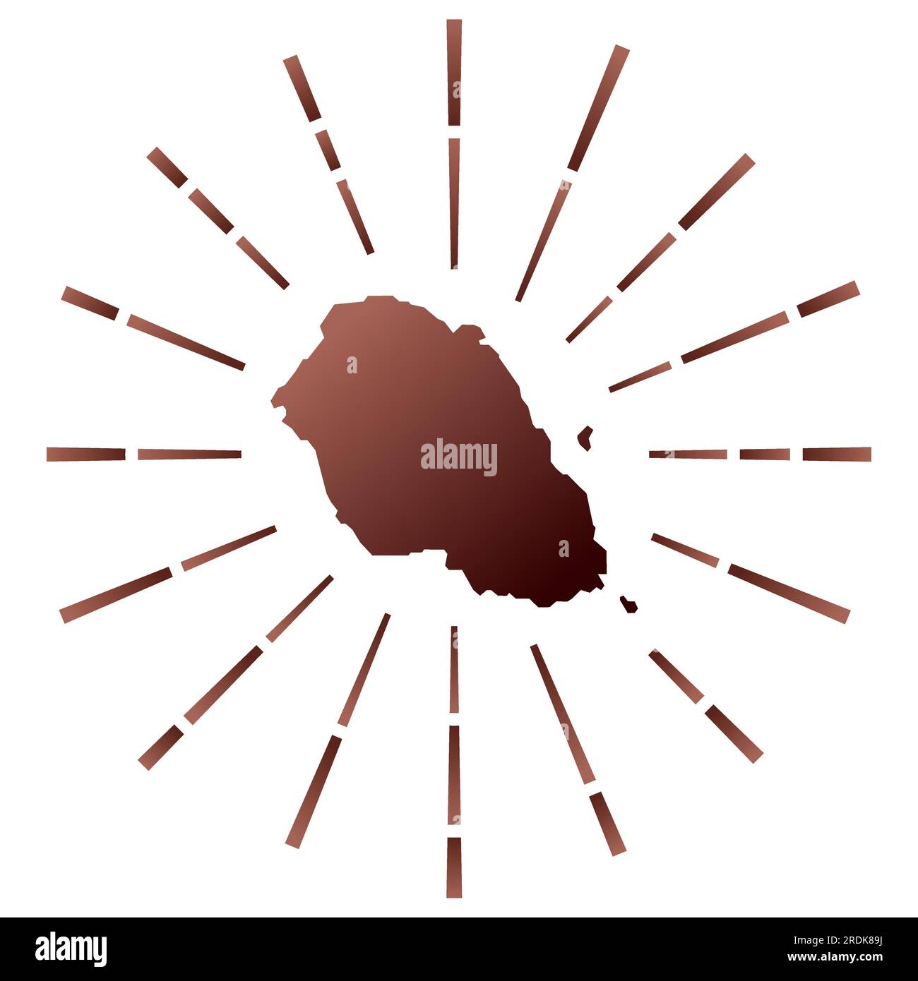 Graciosa Gradiented Sunburst. Karte der Insel mit farbenfrohen Sternenstrahlen. Graciosa Illustration in Digital, Technologie, Internet, Netzwerk Stil. Stock Vektor