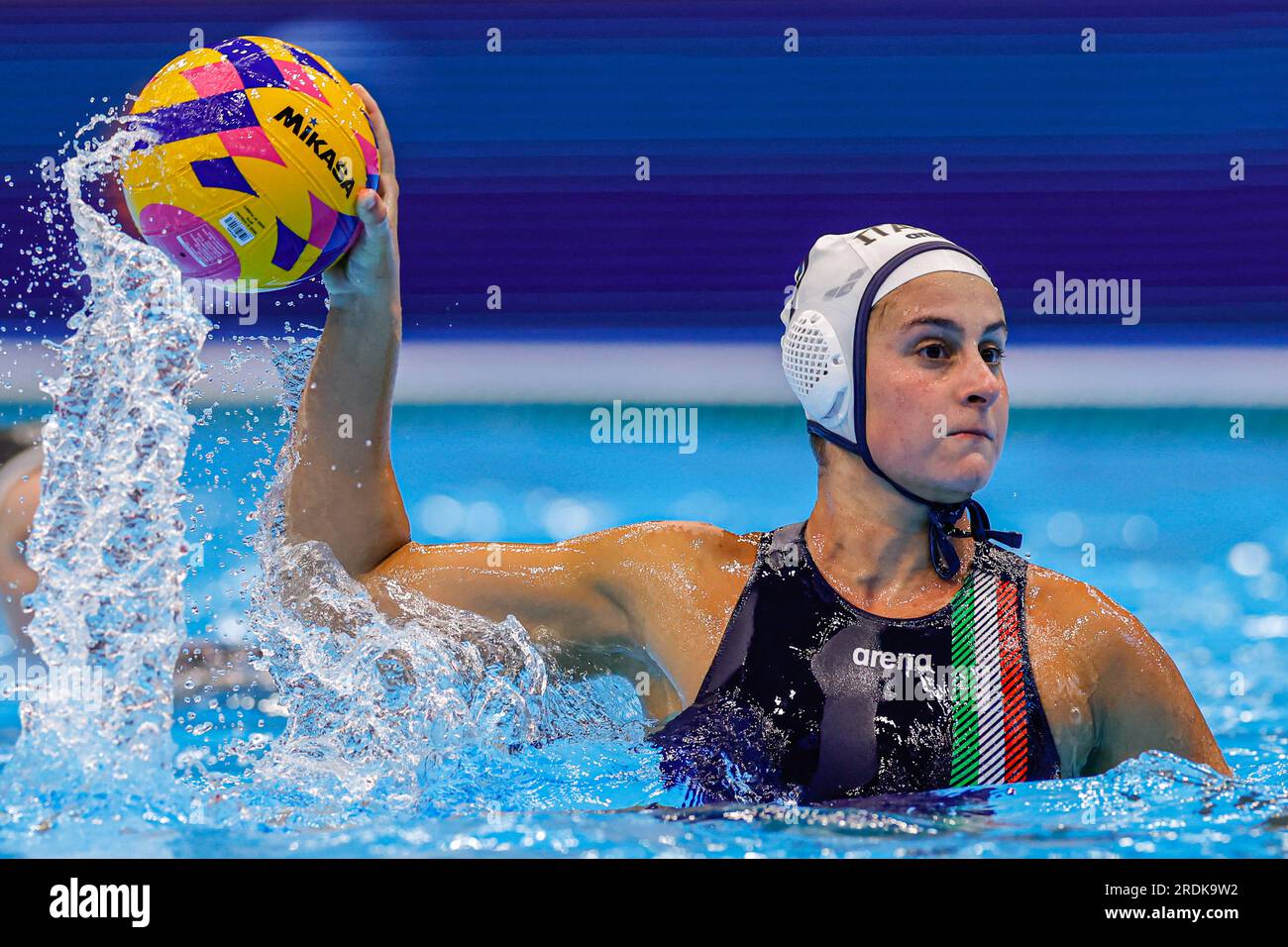 Fukuoka, Japan. 22. Juli 2023. FUKUOKA, JAPAN - 22. JULI: Domitilla Picozzi aus Italien während der Wasserweltmeisterschaft 2023 Frauen-Wasserpolo-Crossover-Spiel zwischen Italien und Neuseeland am 22. Juli 2023 in Fukuoka, Japan (Foto: Albert Ten Hove/Orange Pictures) Guthaben: Orange Pics BV/Alamy Live News Stockfoto