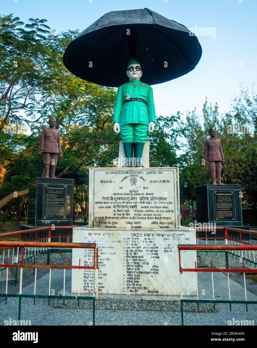 Juni 28. 2023, Uttarakhand, Indien. Freedom Fighter Netaji Subhash Chandra Bose Statue im Gandhi Park, Dehradun City. Stockfoto