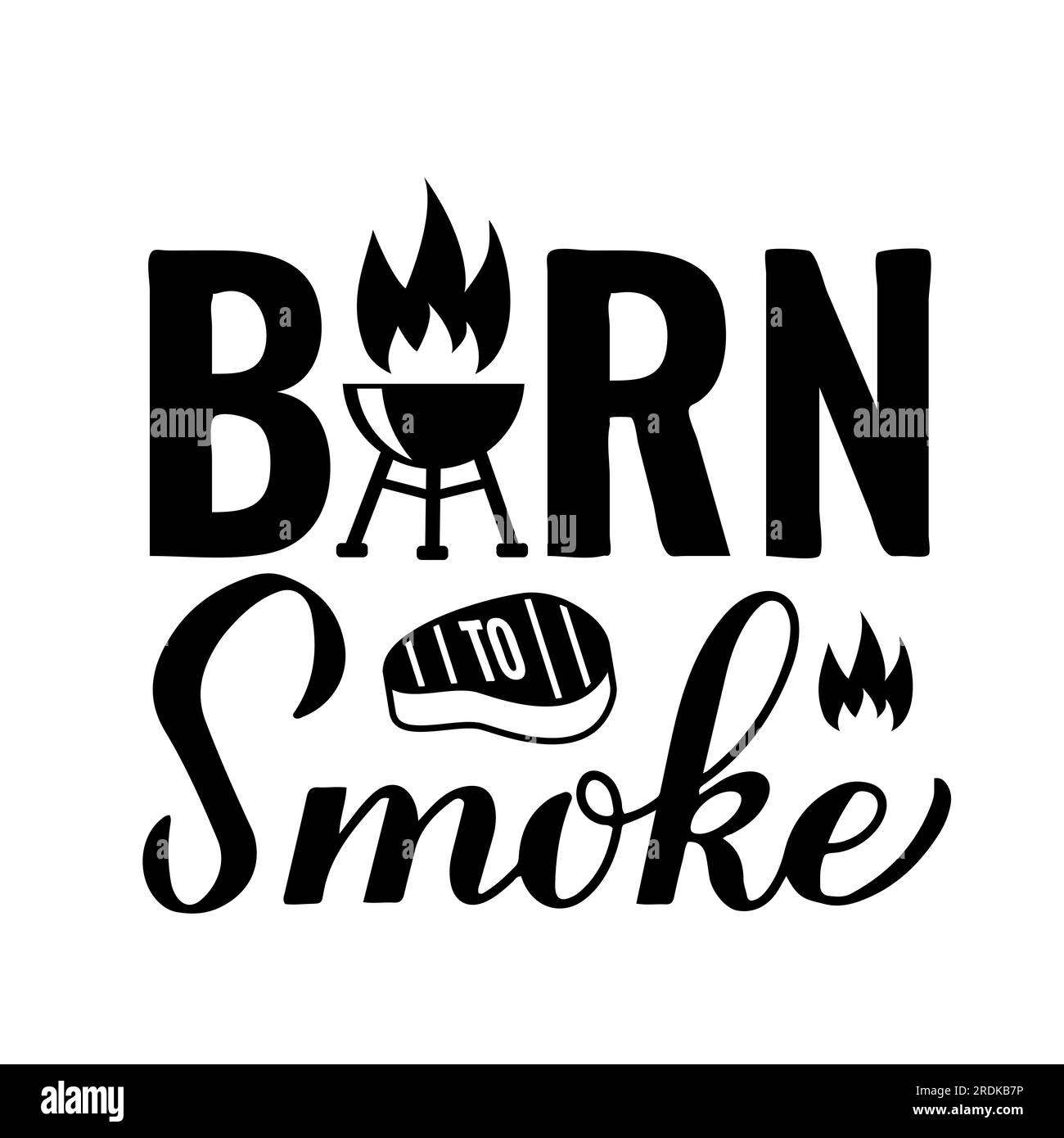 Born to Smoke Kalligraphie Handschrift isoliert auf weiß. Komisches Grillwort. Grillspruch. Vektorvorlage für Typografie-Poster, Banner, Flyer, sti Stock Vektor
